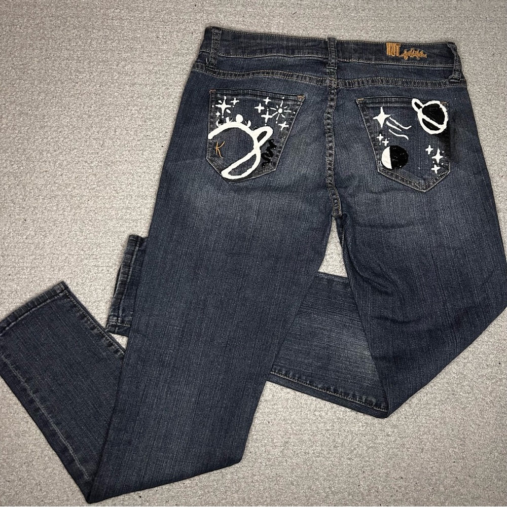 HAND PAINTED Kut from the Kloth Skinny Jeans Celestial Painted Blue 2 Alt Space